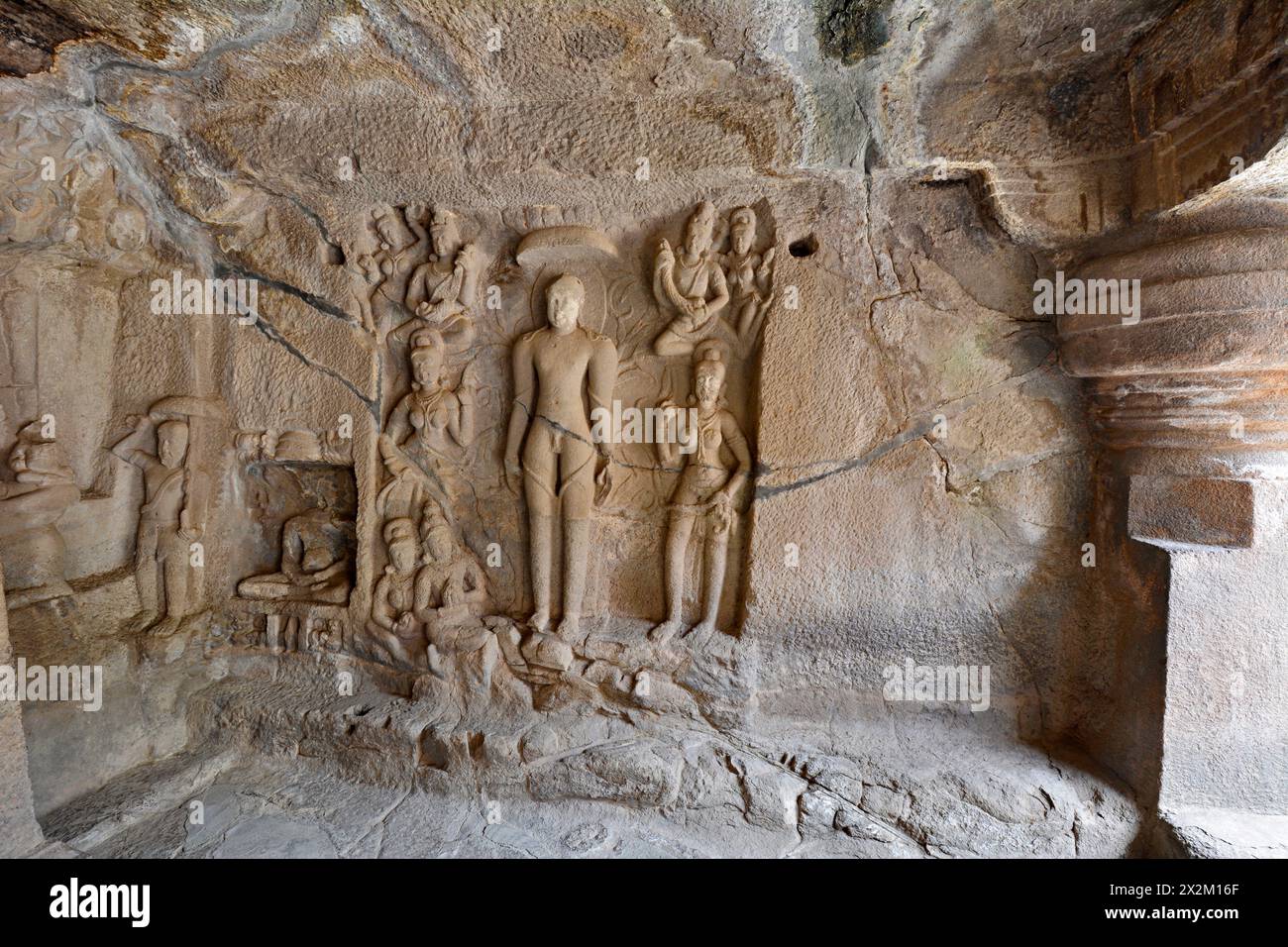 Ellora Jain Caves: Cave No 32 Interior Pillared shrine on the right ...