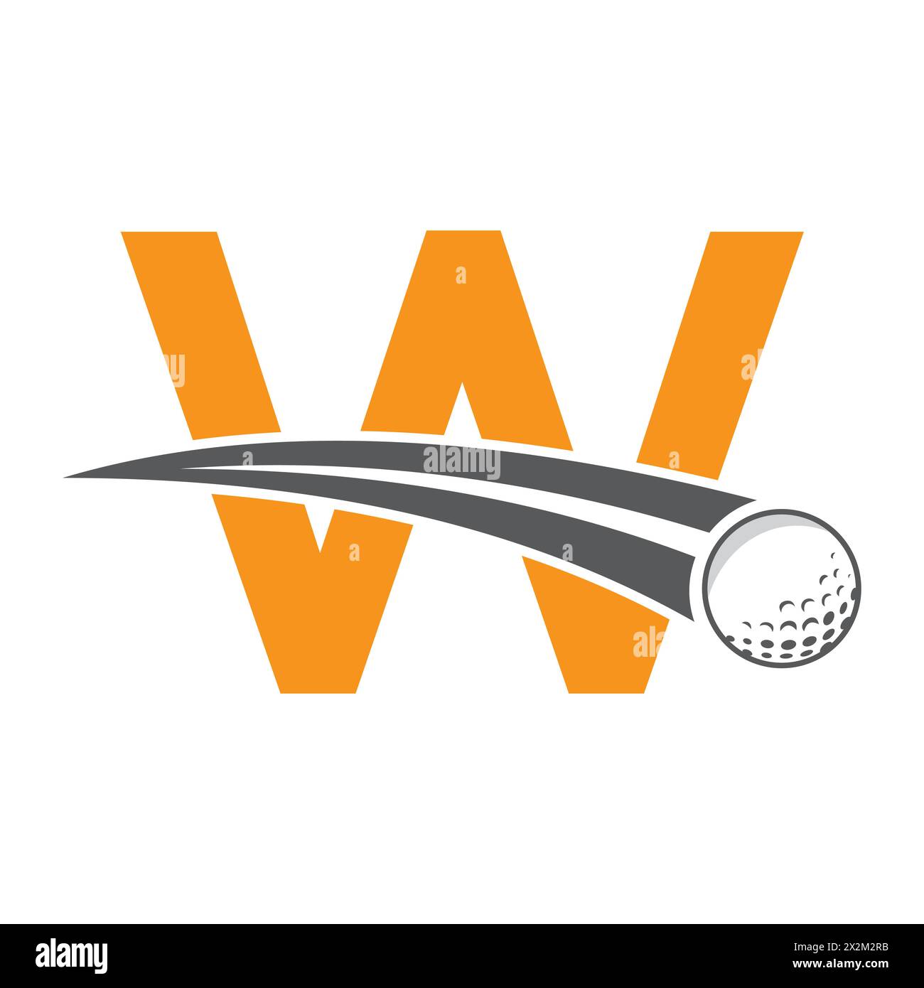 Golf Logo On Letter W Concept With Moving Golf ball Symbol. Hockey Sign Stock Vector