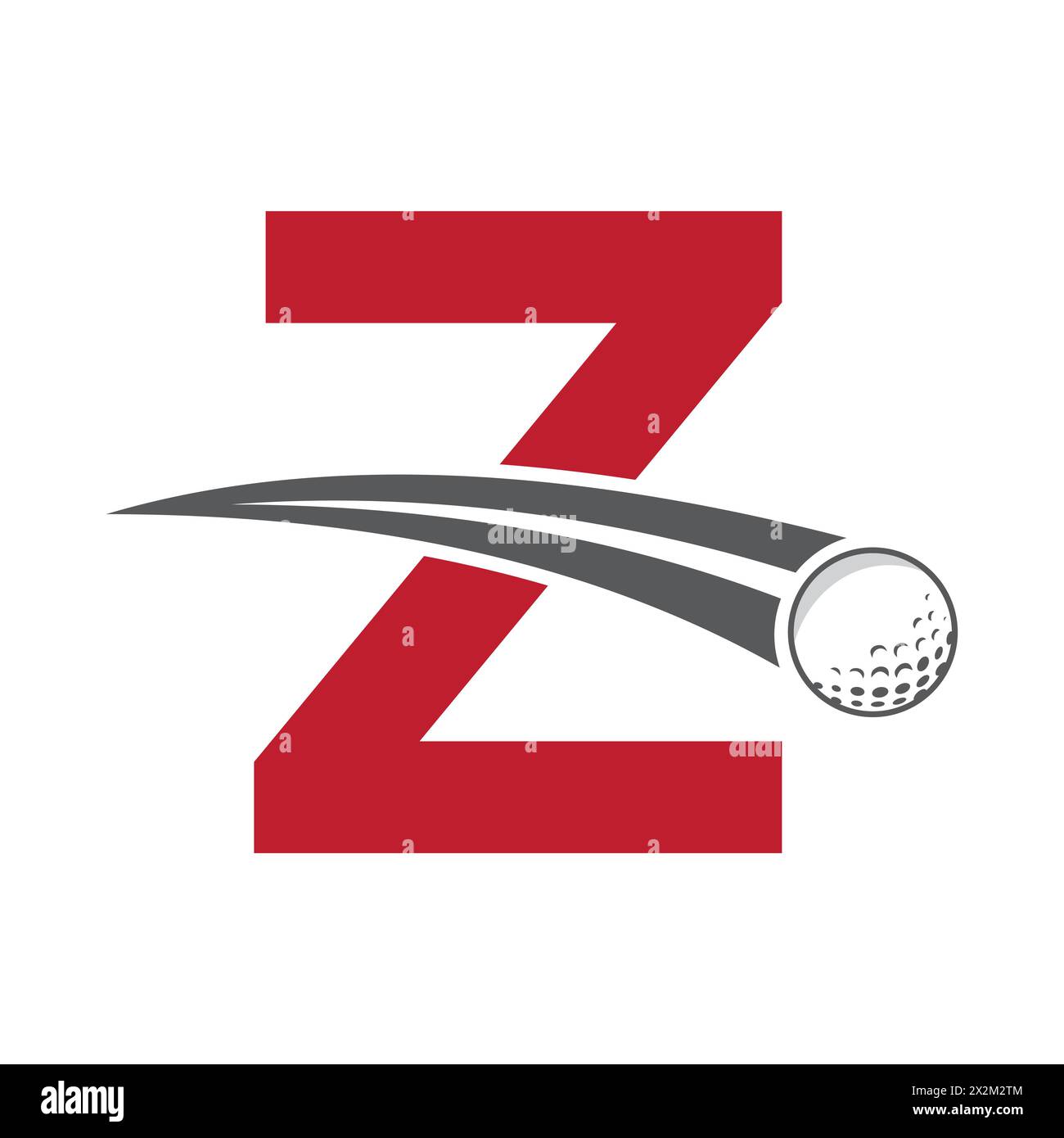 Golf Logo On Letter Z Concept With Moving Golf ball Symbol. Hockey Sign Stock Vector