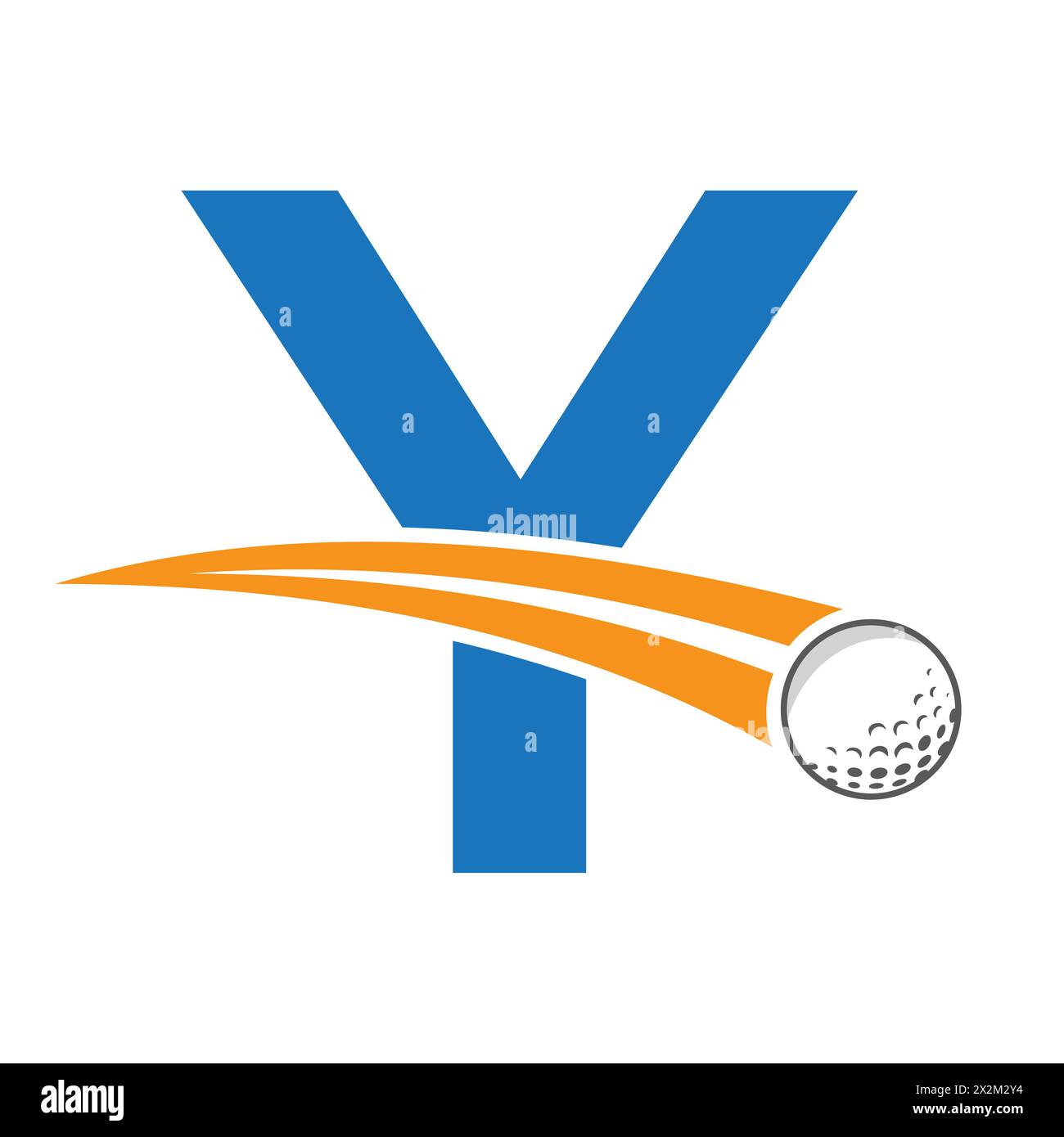 Golf Logo On Letter Y Concept With Moving Golf ball Symbol. Hockey Sign Stock Vector