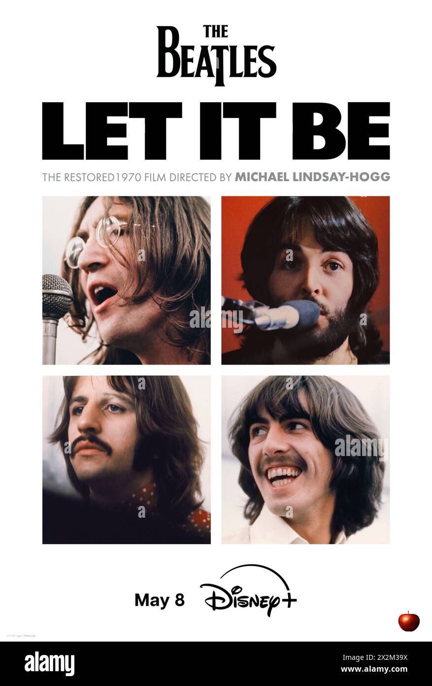 Let It Be (1970) directed by Michael Lindsay-Hogg and starring George Harrison, John Lennon, Paul McCartney and Ringo Starr. Restored and re-released documentary about The Beatles' attempt to recapture their old group spirit by making a back to basics album, which instead drove them further apart. US one sheet poster.***EDITORIAL USE ONLY*** Credit: BFA / Disney+ Stock Photo