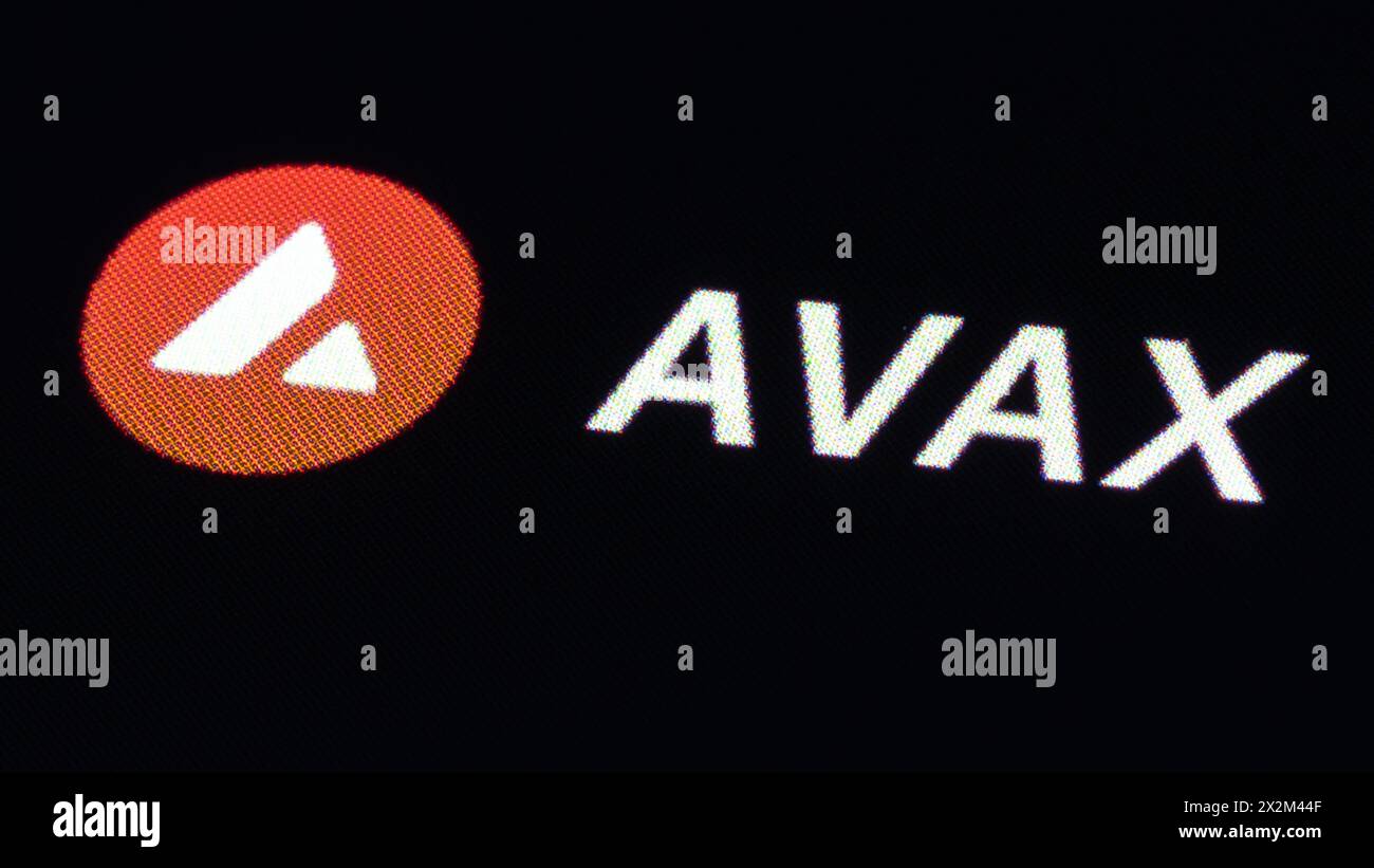 Avalanche AVAX cryptocurrency symbol, logo. Business and financial concept.  Hand with smartphone, screen with crypto icon closeup Stock Photo - Alamy