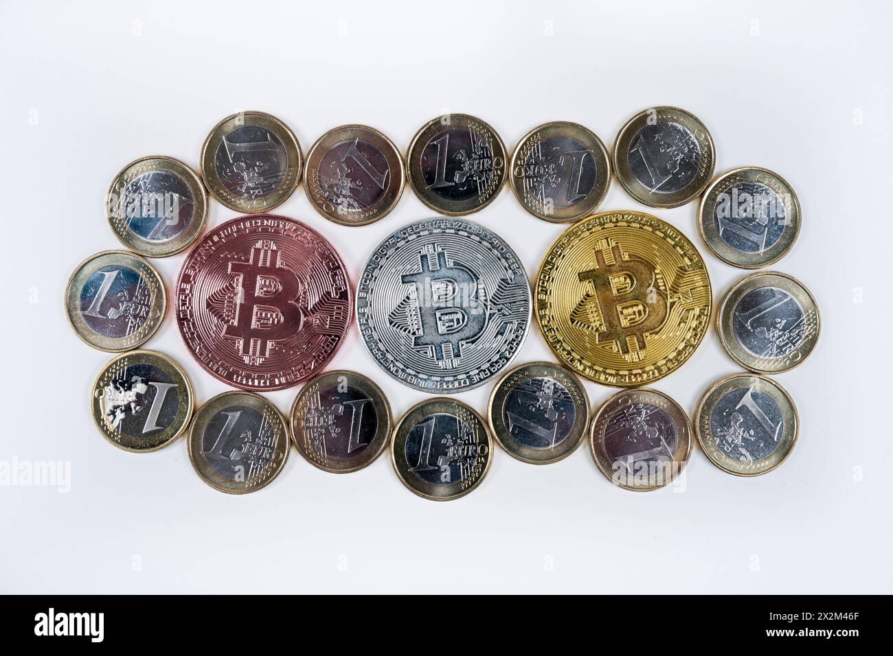 Symbolfoto Bitcoin, Euros, Krypto *** Symbol photo Bitcoin, euros, crypto Stock Photo