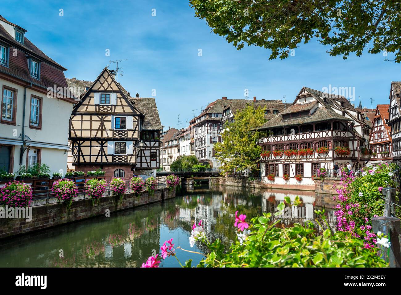 The river Ill in the Petite France, a Little Venice district in Strasbourg, France Stock Photo