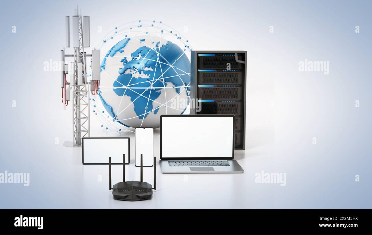 Global network concept. 3D illustration. Stock Photo