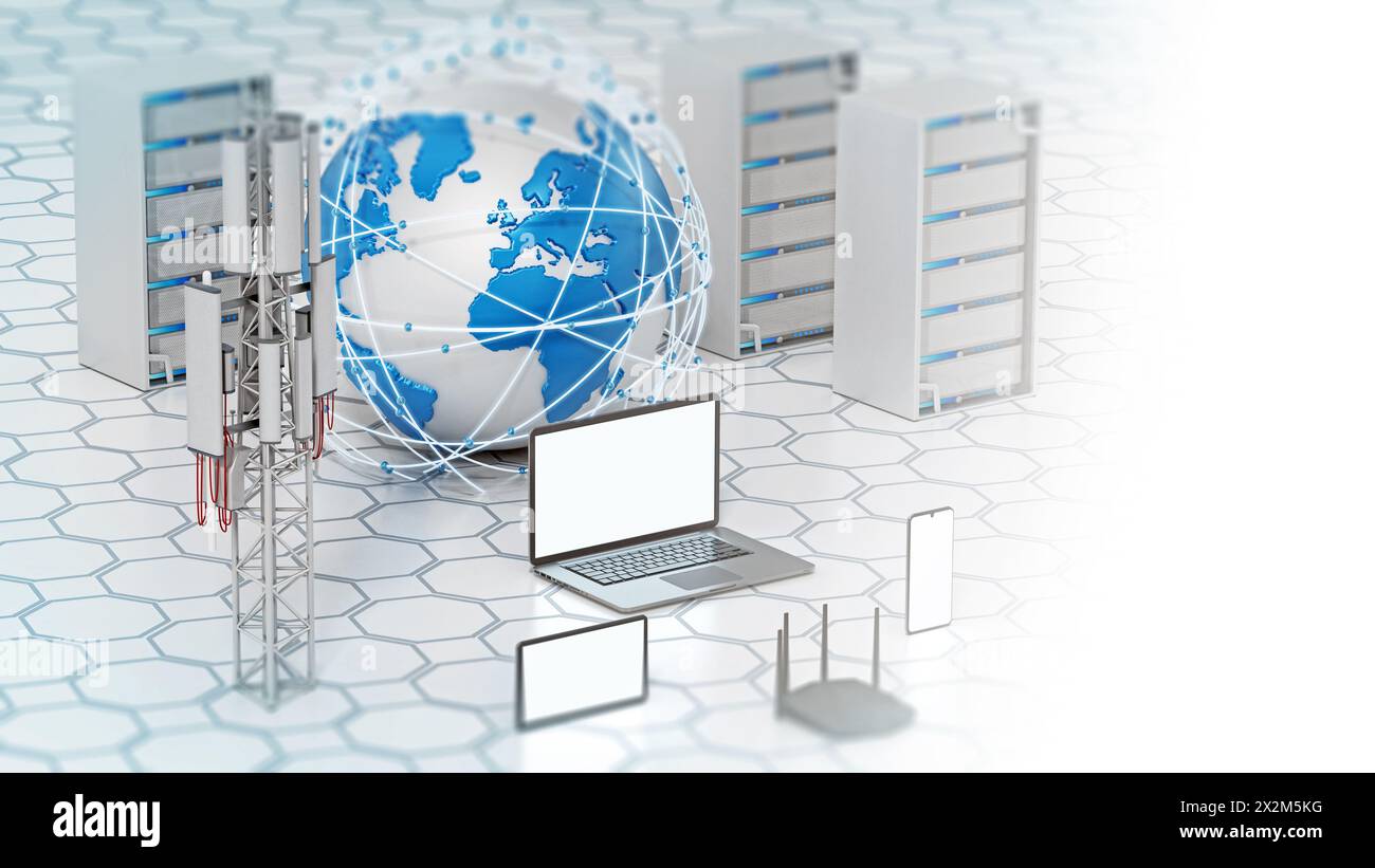 Global network concept. 3D illustration. Stock Photo