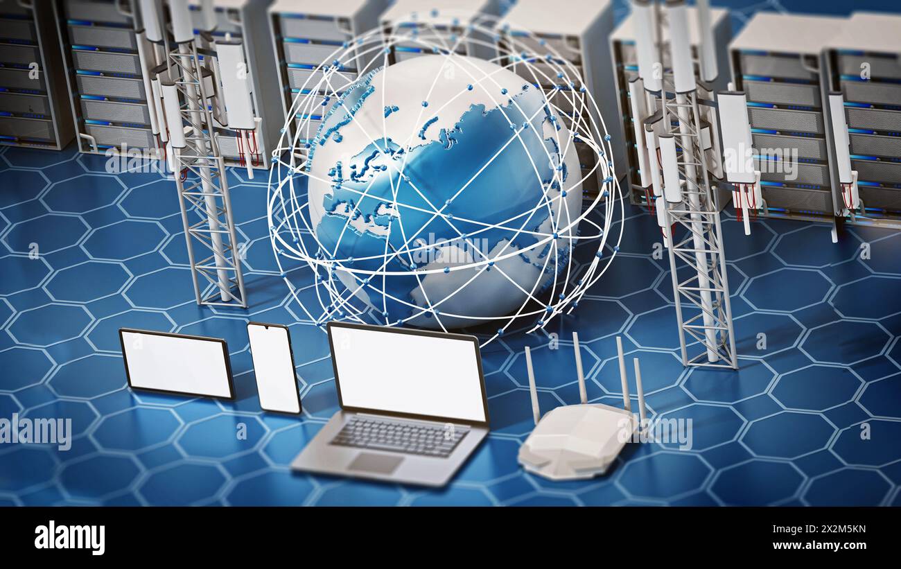 Global network concept. 3D illustration. Stock Photo