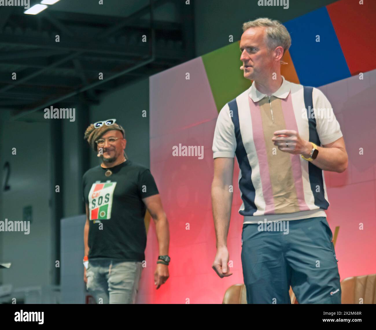 Tim Shaw and Fuzz Townshend performing on the eBay Live Stage, during the 2023 British Motor show Stock Photo