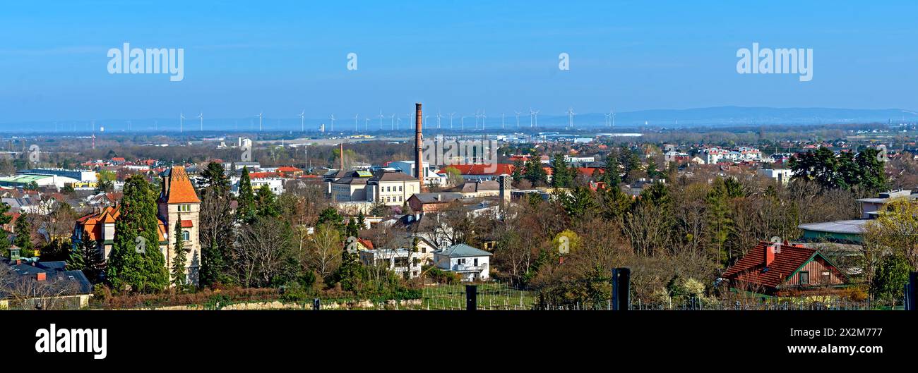 panoramic view from Bath Voeslau across the southern Viennes basin until the Leitha mountains on the horizon, Austria Stock Photo