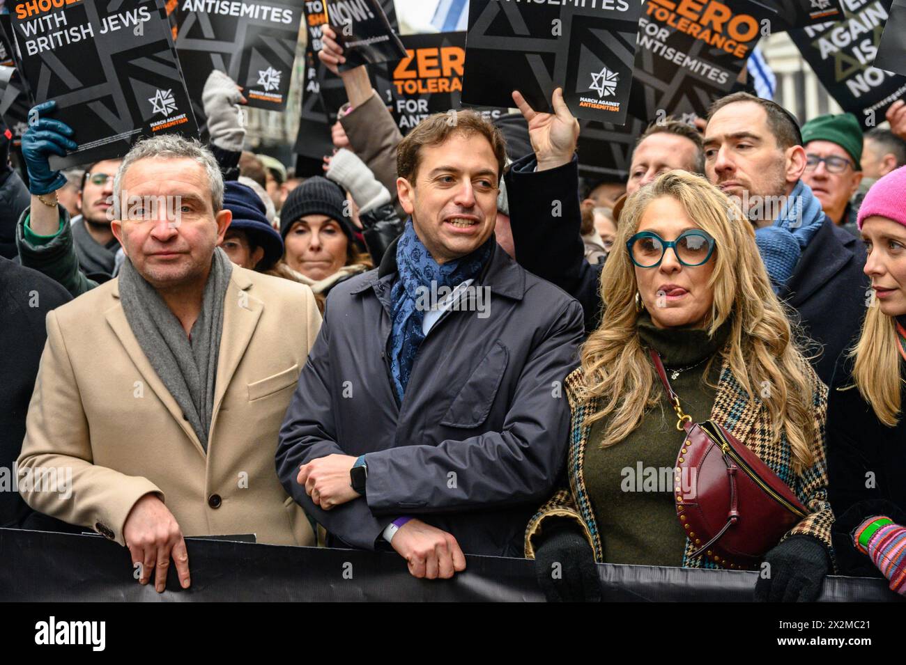 Gideon Falter - Chief Executive of Campaign Against Antisemitism. Vice Chairman of JNF UK. with actor Eddie Marsan and actress Tracy-Ann Oberman, taki Stock Photo