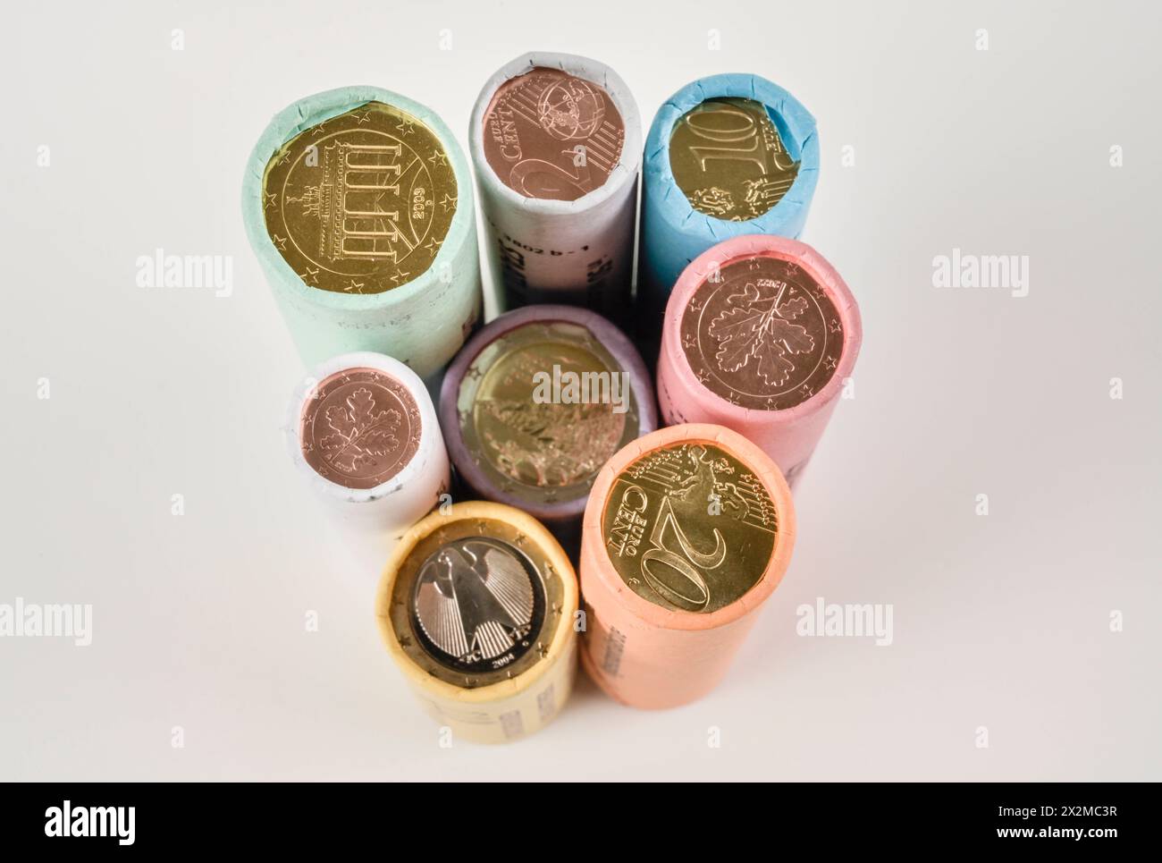 Kleingeld, Rollen, Münzen, Cent, Euro *** Small change, rolls, coins, cents, euros Stock Photo
