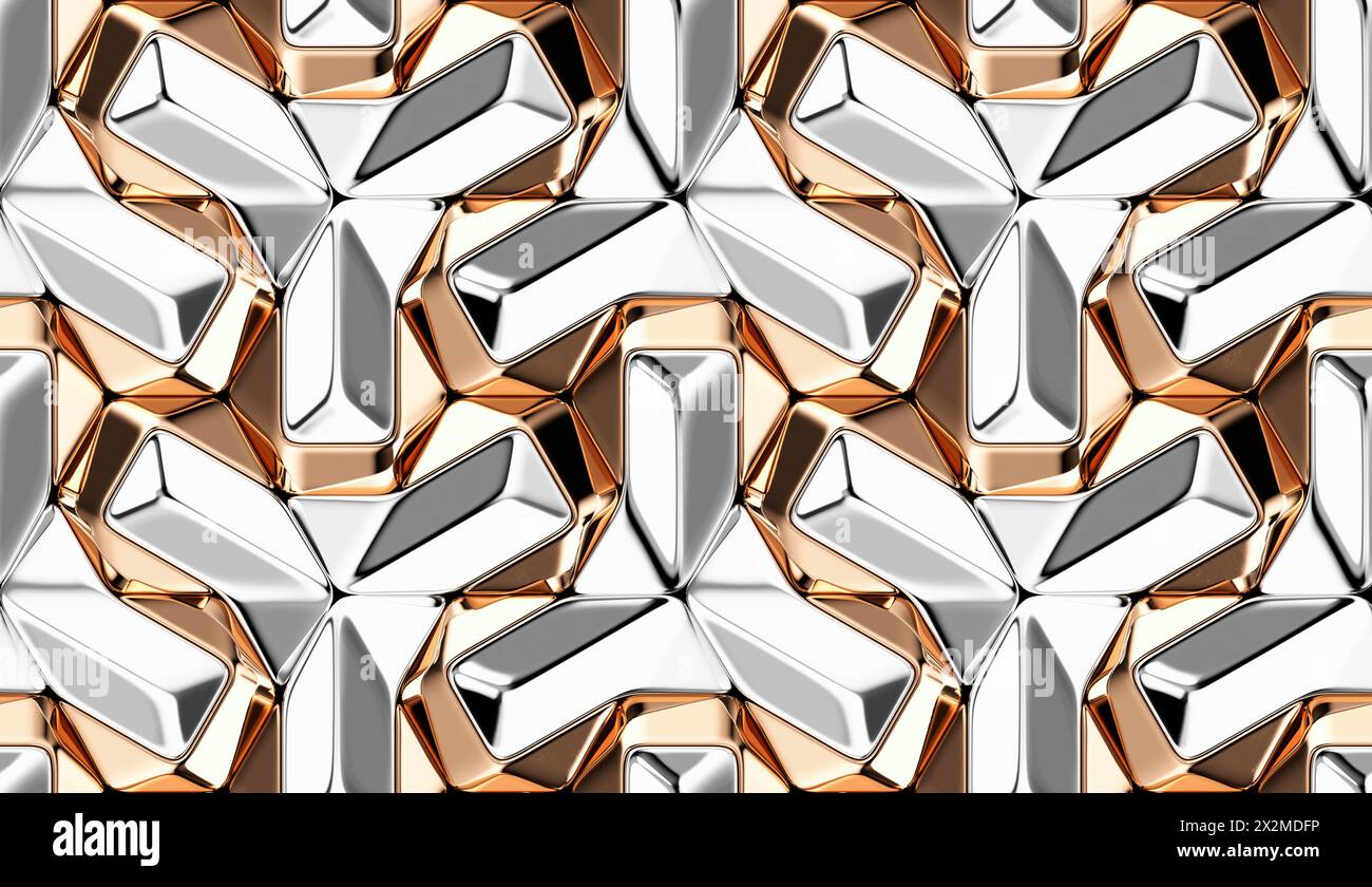 Metallic Design Style Seamless metallic pattern with a 3D effect in silver and gold tones ...