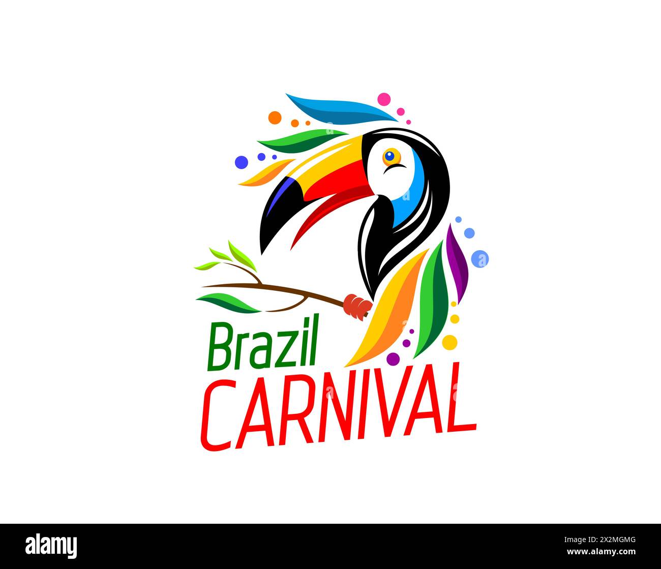 Brazil carnival party icon of toucan for entertainment event, vector 