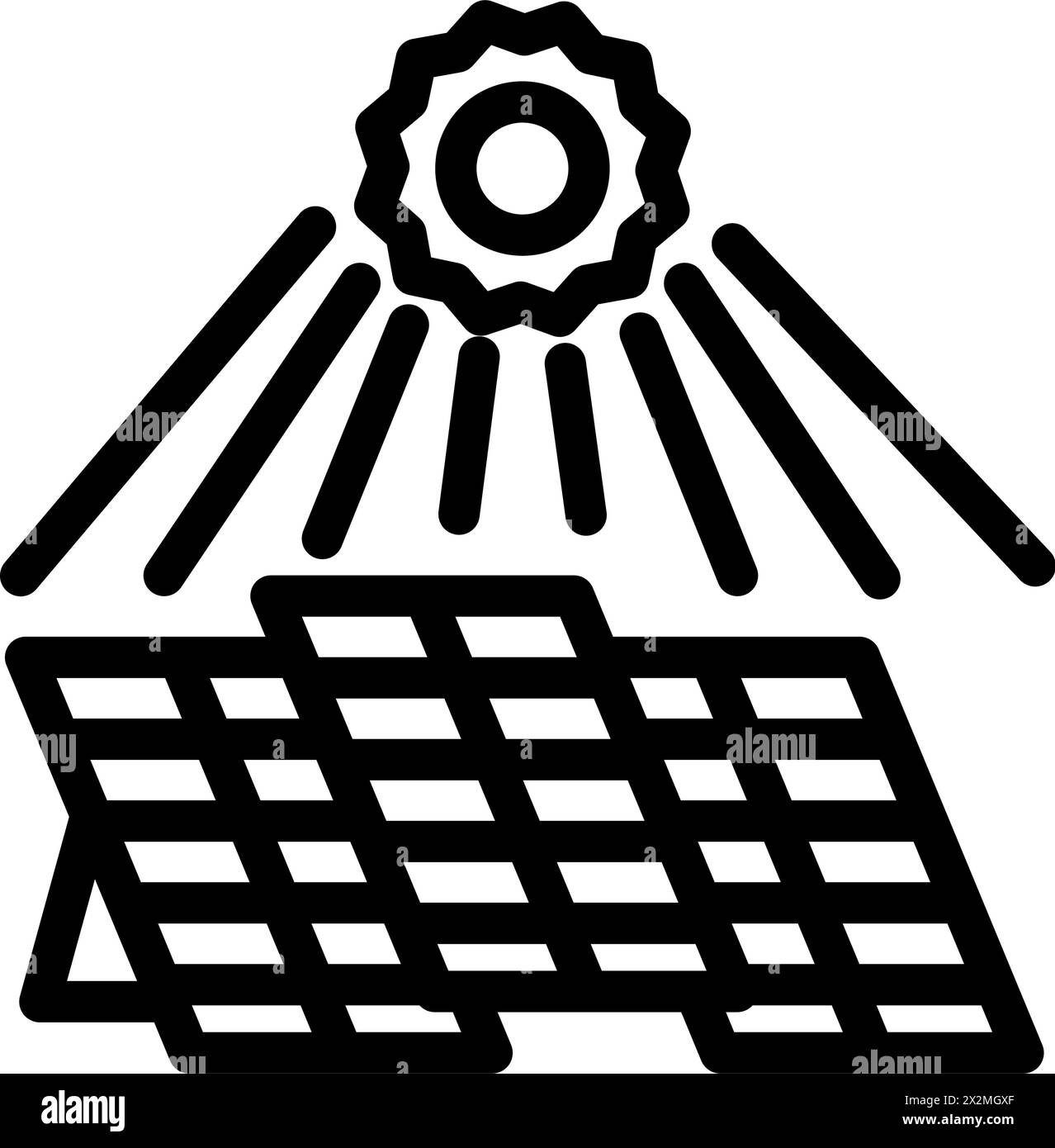 sun rays solar panel line icon vector illustration Stock Vector Image ...
