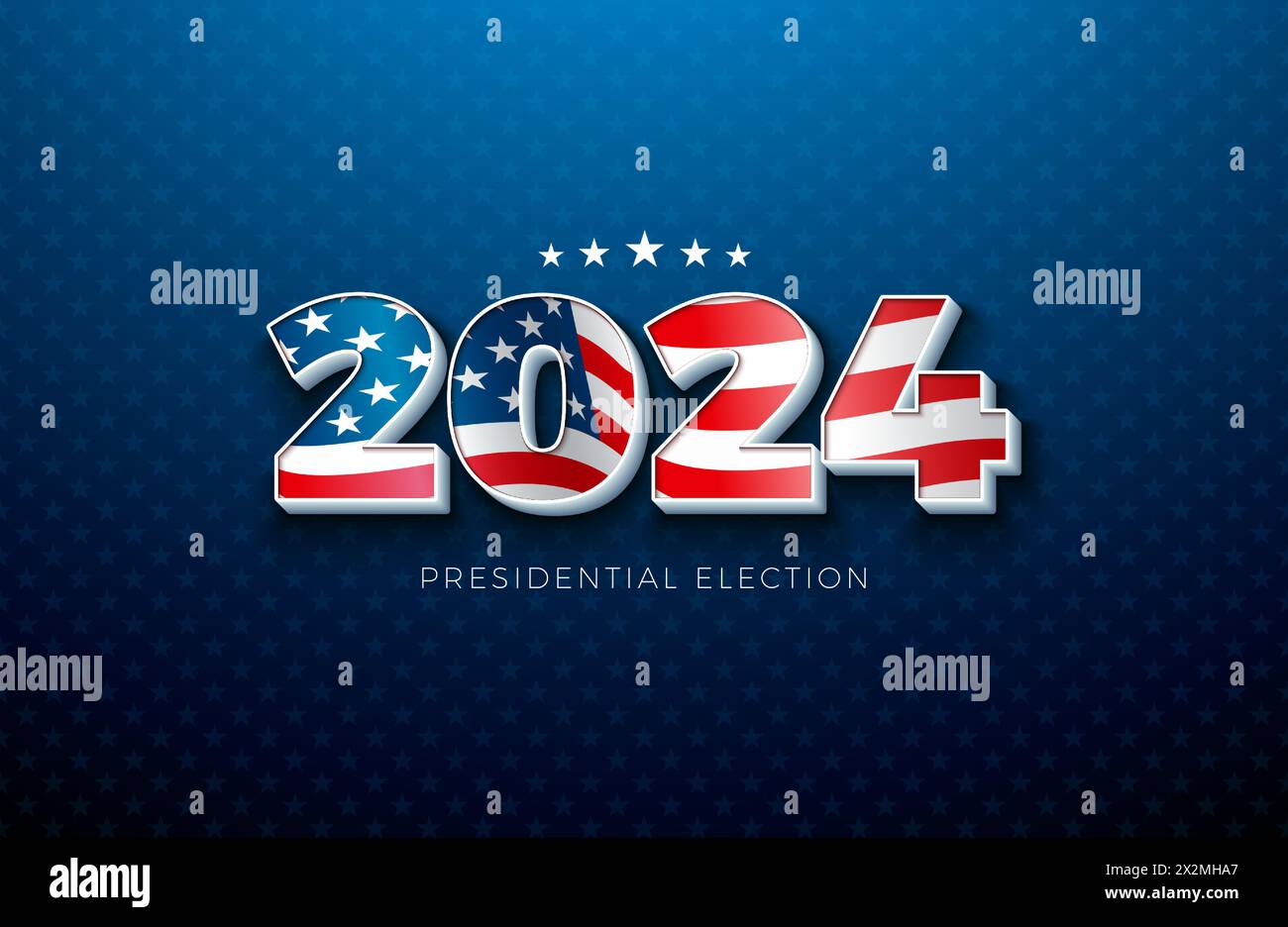 USA 2024 Presidential Election Banner Illustration with American Flag ...