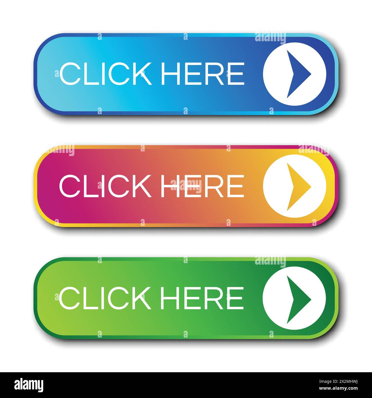 Set of three modern gradient buttons with shadows. Read more Buttons. Vector illustration Stock Vector