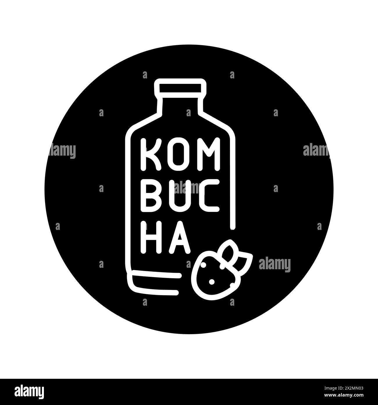 Kombucha homemade tea in bottle color line icon. Japanese fermented ...