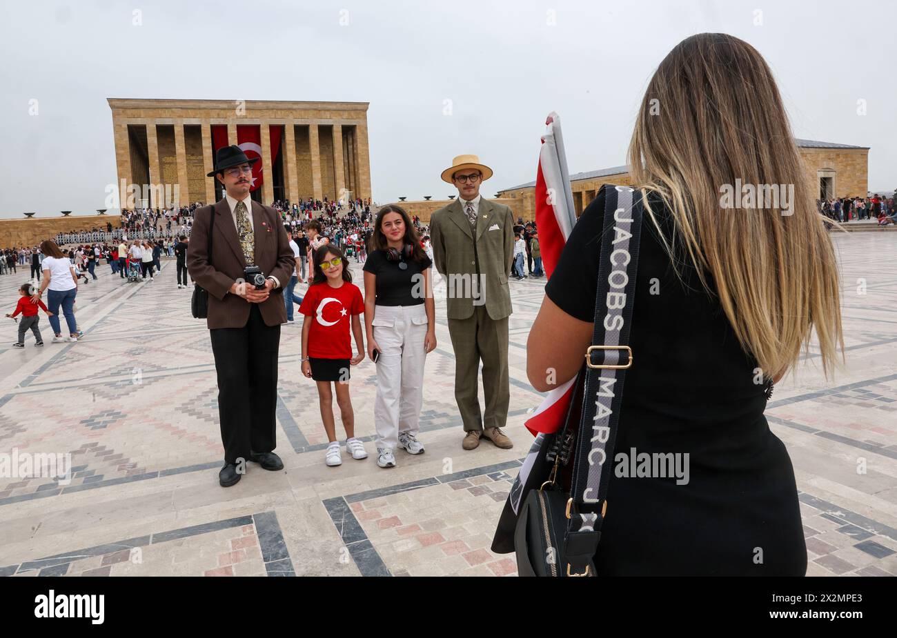 Ankara, Turkey. 23th Apr, 2024. Turkey celebrates 23 April as National Sovereignty and Children's Day and commemorates the establishment of the National Grand Assembly of Turkey on its 104th anniversary. Hundreds of thousands of Turkish people and their children visit the Mausoleum of the founder of the modern Turkish Republic, Atatürk, to express their gratitude in Ankara on Tuesday, April 23. Photo by Serdar Ozsoy Credit: Soydar/Alamy Live News Stock Photo
