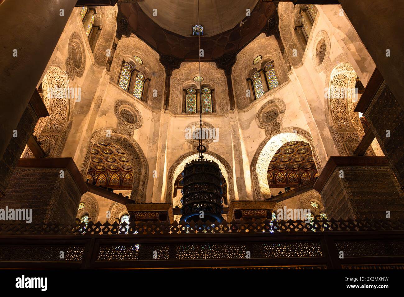 Cairo, Egypt - November 14 2023: Interior view of the famous islamic funerary Complex and mosque of Sultan al-Mansur Qalawun in the old Islamic Cairo Stock Photo