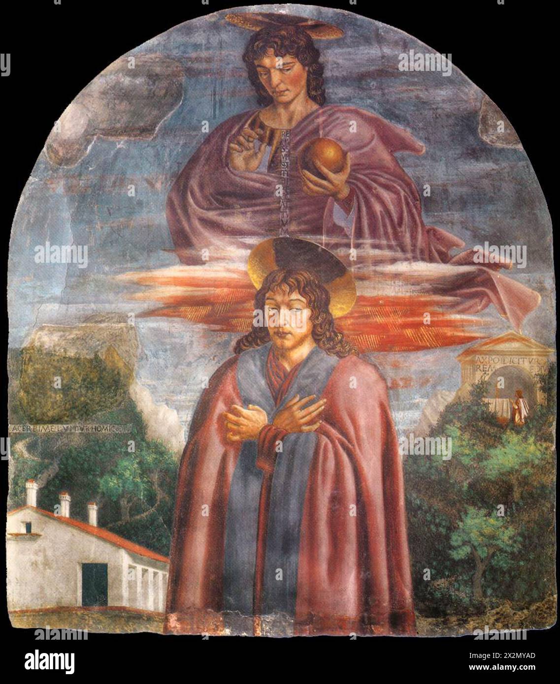Saint Julian the Hospitaller with Christ the Redeemer (1451) by Andrea del Castagno Andrea del Castagno Stock Photo