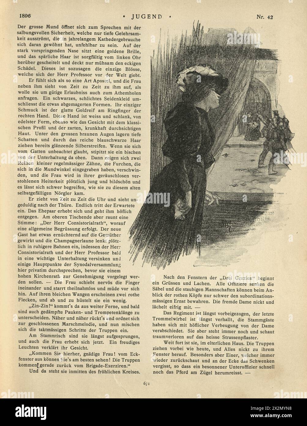 Wie es kam, Von Maire Netter, Stanisłaus Grocholski, Page from Jugend 1896, Art Nouveau, Jugendstil, German, History 19th Century. Stock Photo