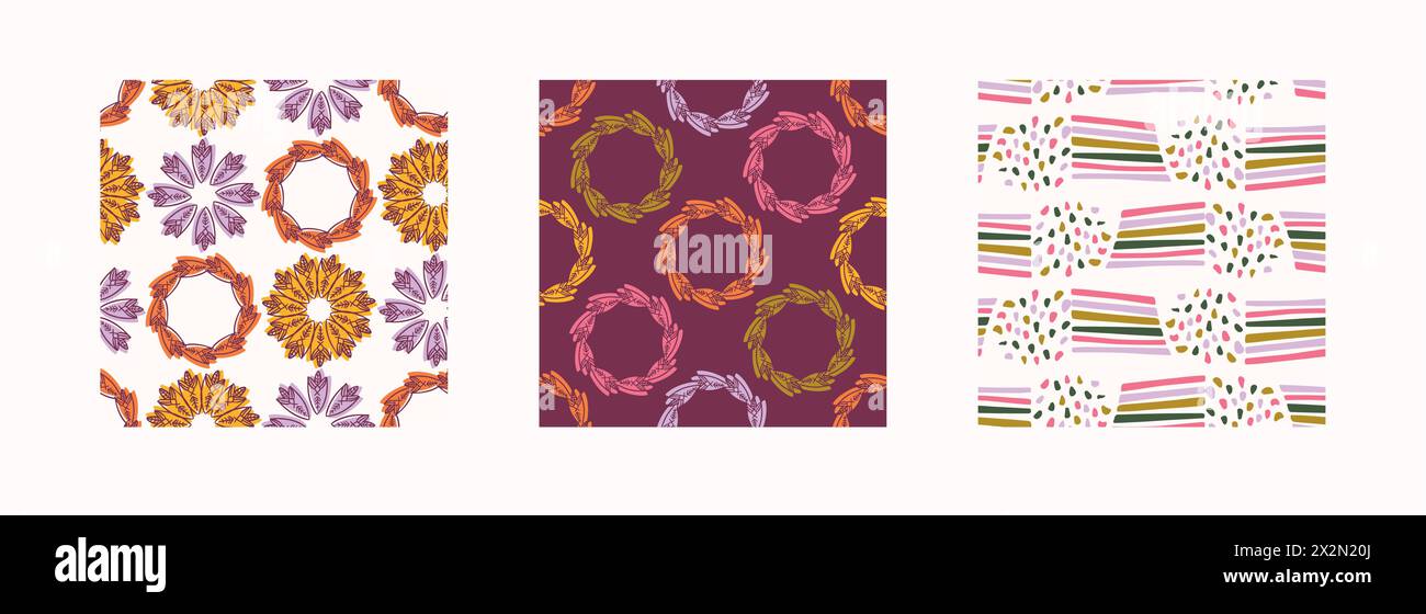 Retro geo botanical vector pattern collection in elegant style. Luxury ...