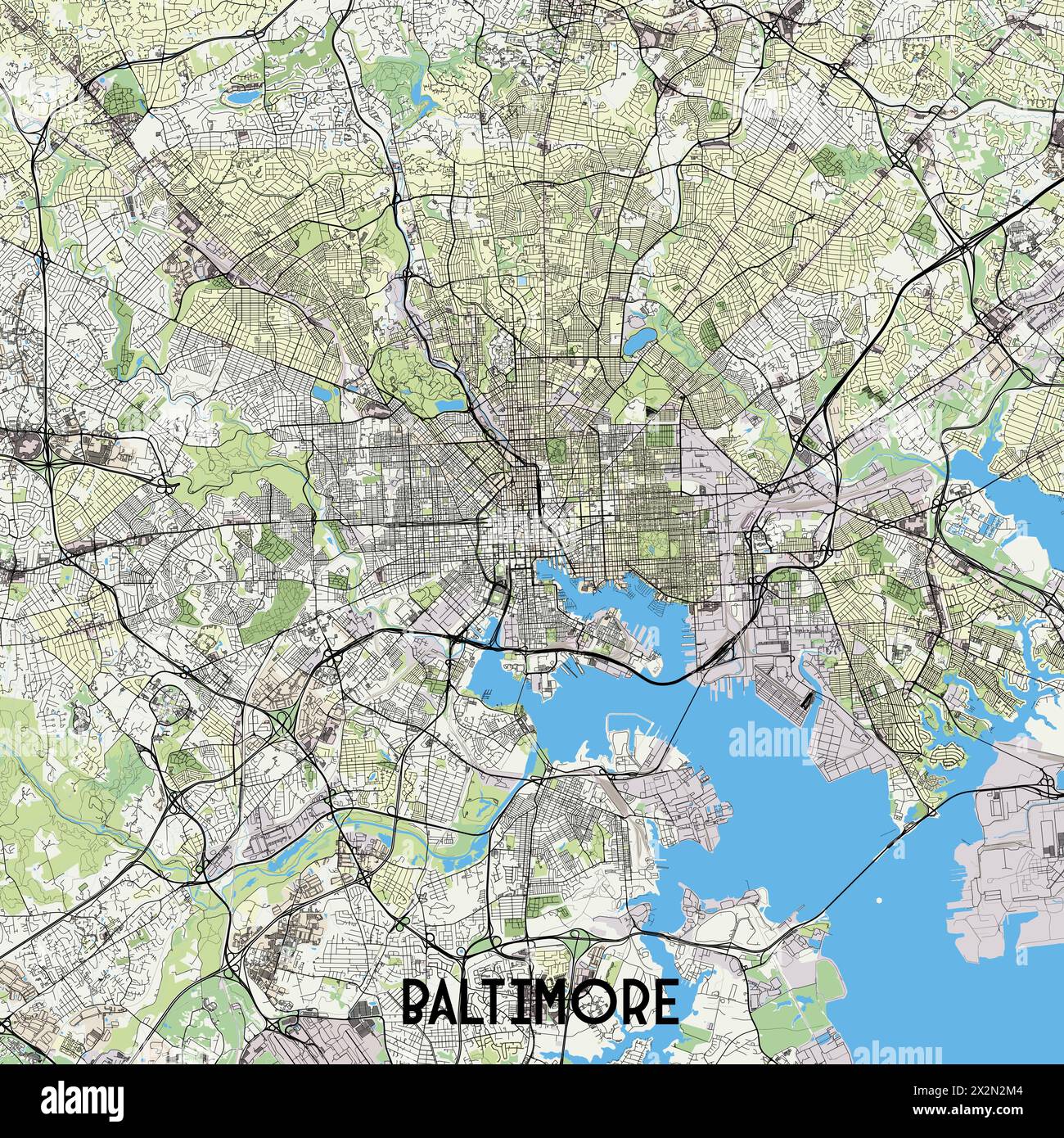 Baltimore Maryland USA map poster - Baltimore Maryland Usa Map Poster Art 2X2N2M4