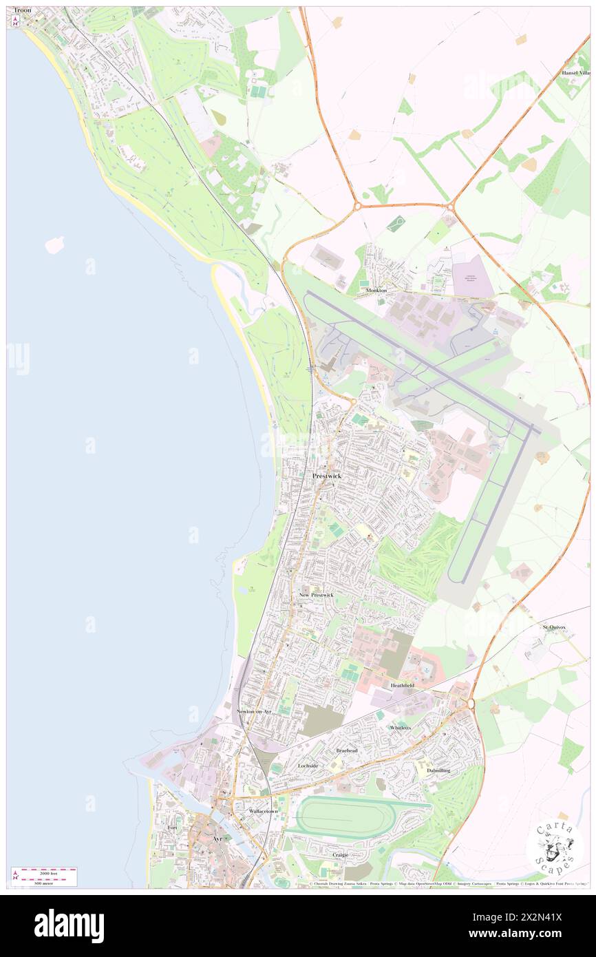 Prestwick Old Course Hotel, South Ayrshire, GB, United Kingdom, Scotland, N 55 30' 3'', S 4 36' 58'', map, Cartascapes Map published in 2024. Explore Cartascapes, a map revealing Earth's diverse landscapes, cultures, and ecosystems. Journey through time and space, discovering the interconnectedness of our planet's past, present, and future. Stock Photo