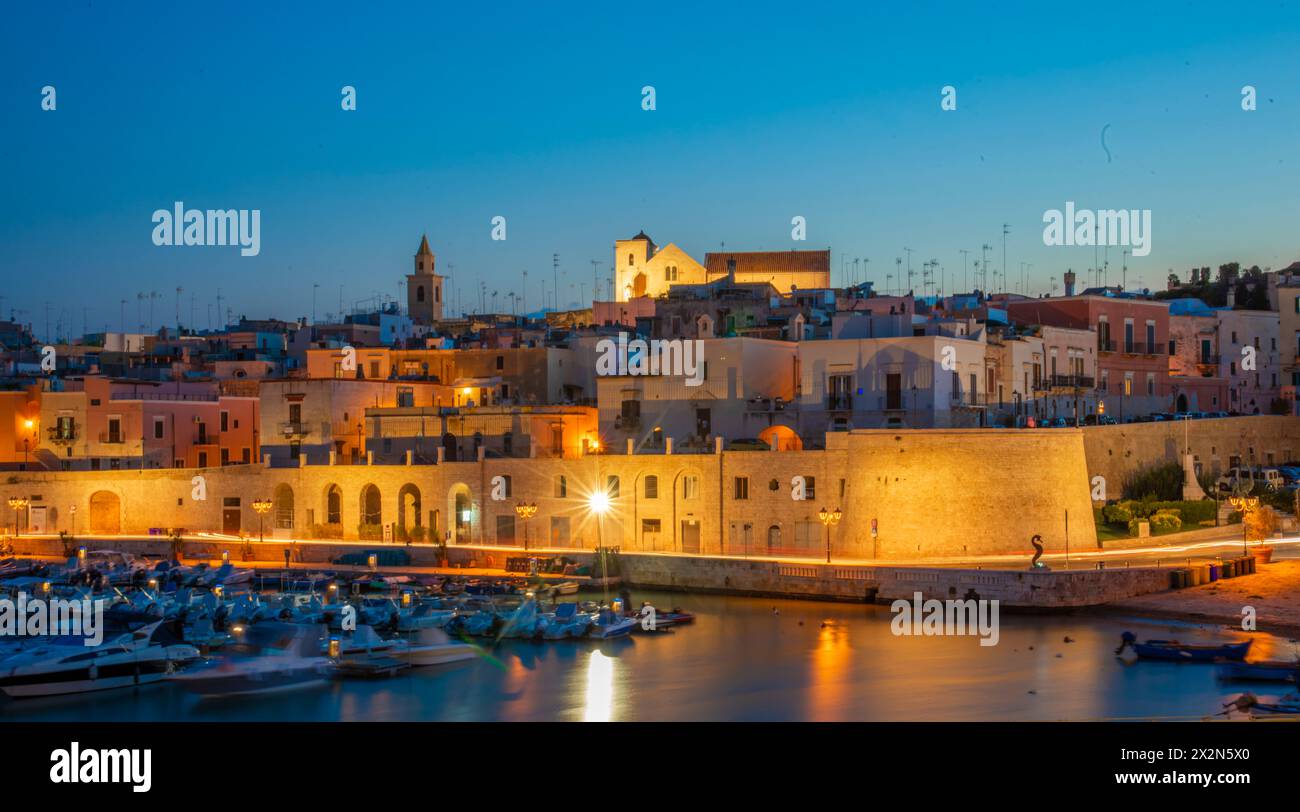 Panoramic view of Bisceglie old town and seafront in Puglia. Stock Photo