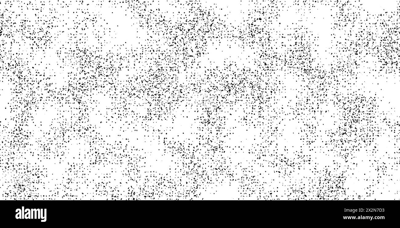 Grange distressed half tone vector texture overlay. Black and white noise dots seamless pattern. Manga dirty speckles and spots raster background. Vec Stock Vector