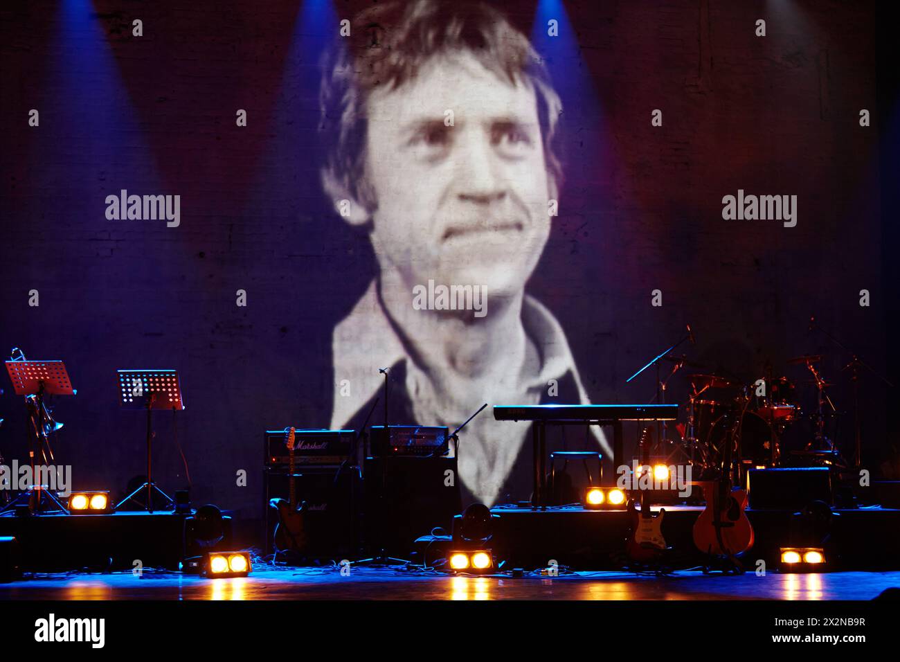 MOSCOW - JAN 23: Stage at Taganka Theater during Award ceremony of Prize named after Vladimir Vysotsky Own Track, Jan 23, 2012, Moscow, Russia. Prize Stock Photo