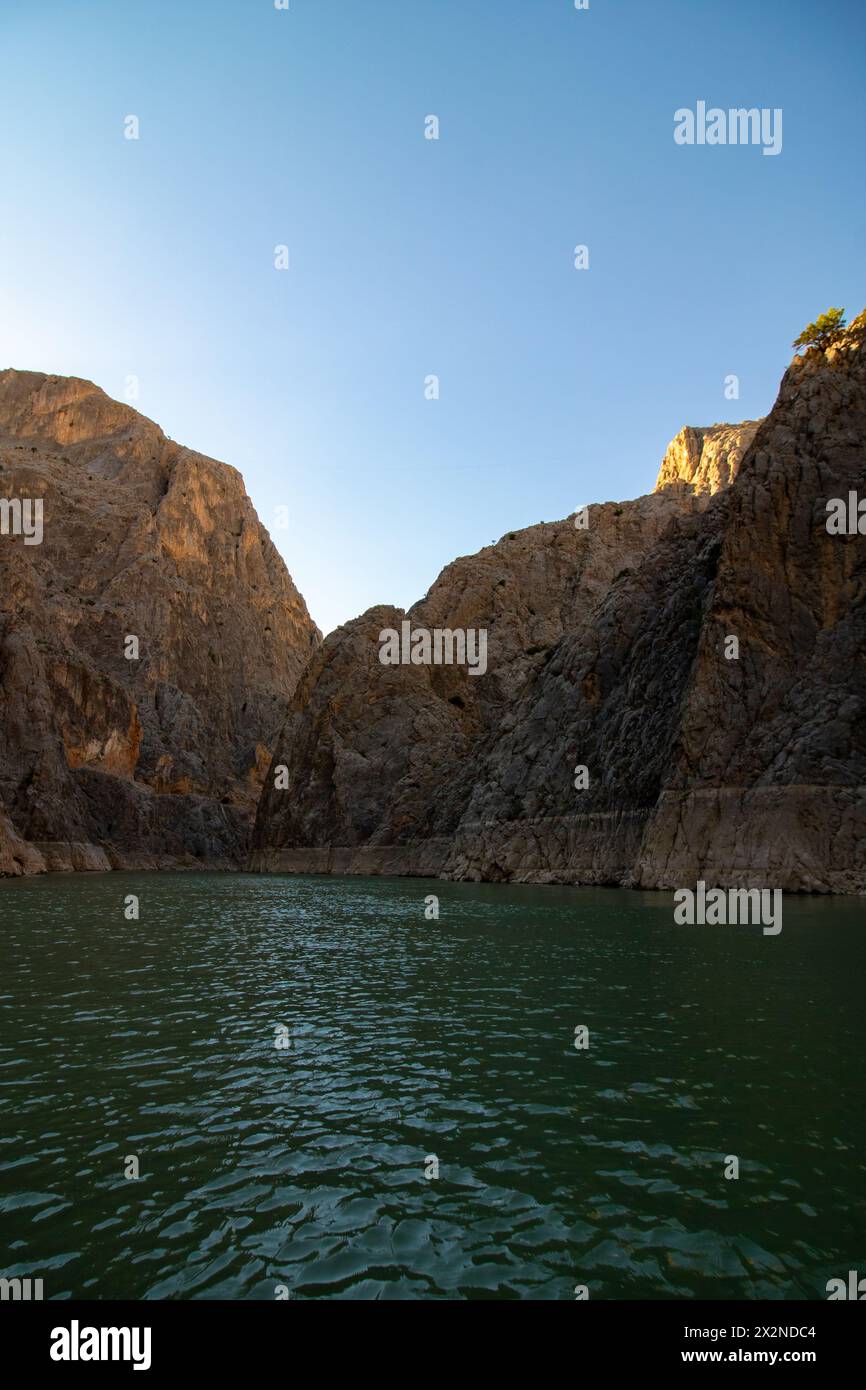 Turkiye Rivers Cliffs and the Euphrates river in Dark Canyon aka Karanlik Kanyon in ...