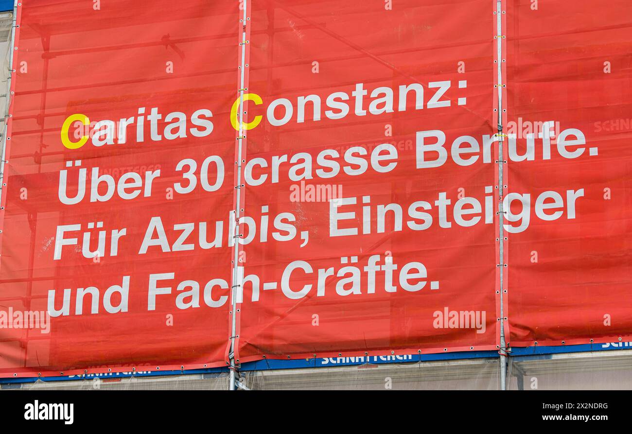 Die NGO Caritas in Konstanz wirbt für 30 krasse Berufe, die es bei ihnen gibt. (Konstanz, Deutschland, 20.11.2022) Stock Photo
