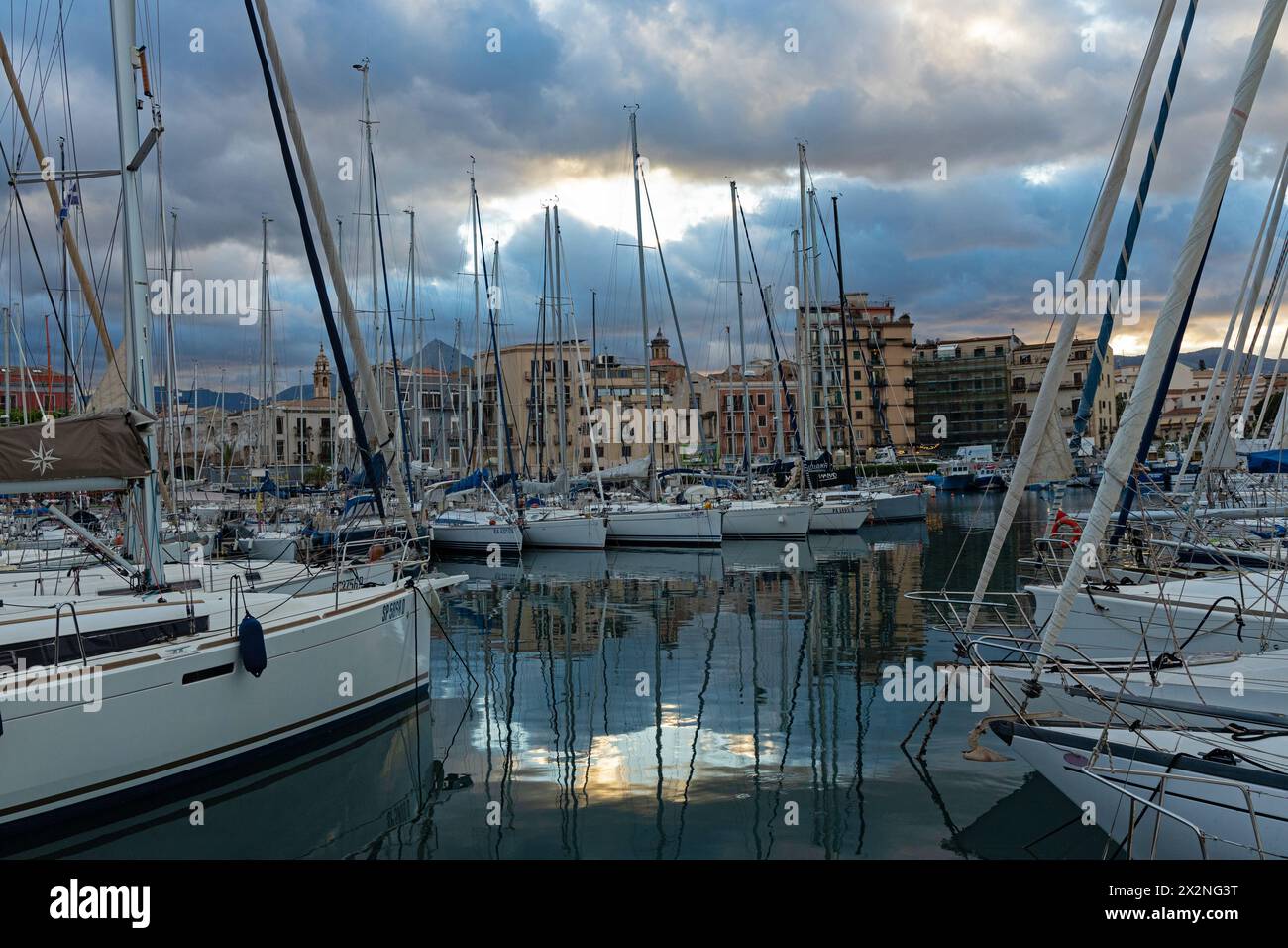 boats in the port in Palermo Stock Photo