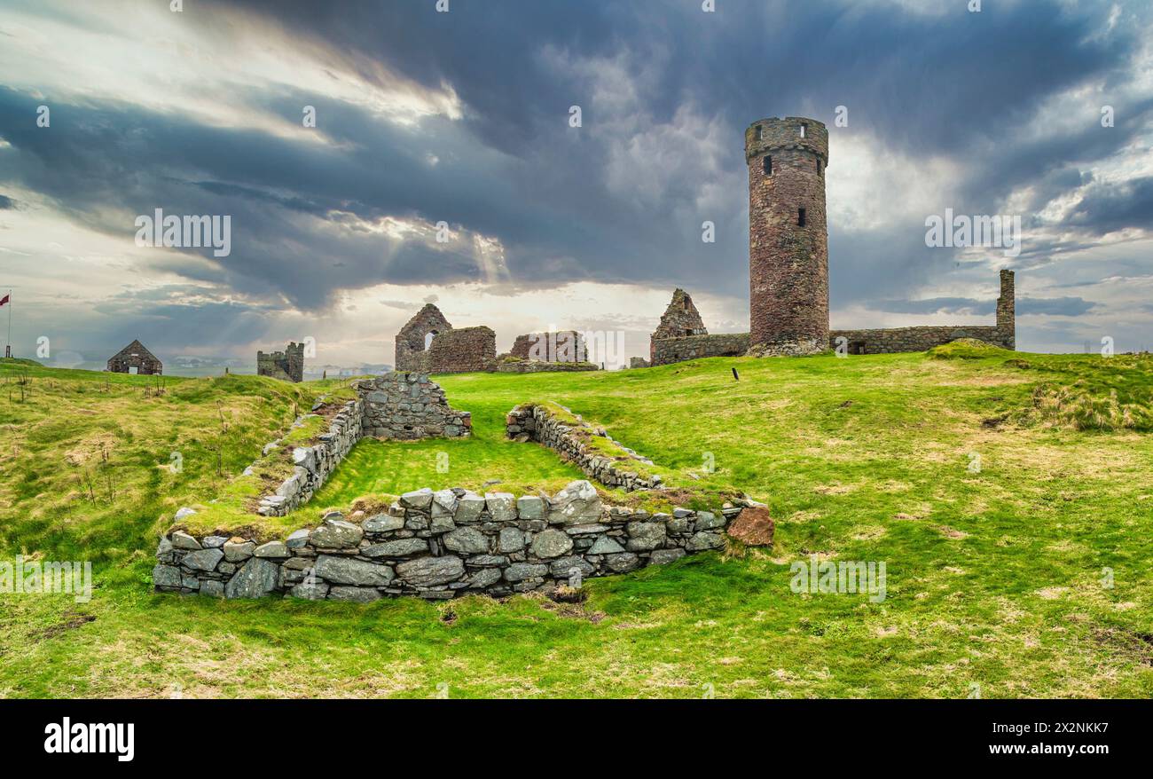 The image is of the interior grounds at the 12th century historic Peel