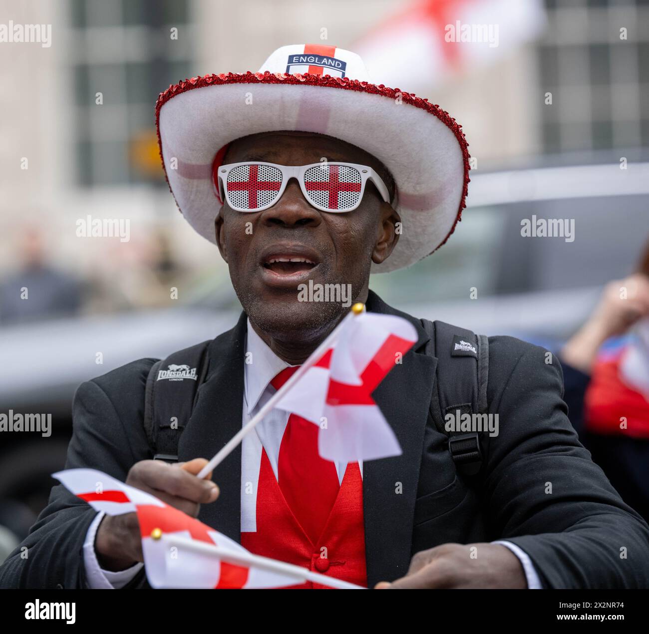 London, UK. 23rd Apr, 2024. Right wing protests in Whitehall London on St Georges Day, amid a large police presence Credit: Ian Davidson/Alamy Live News Stock Photo