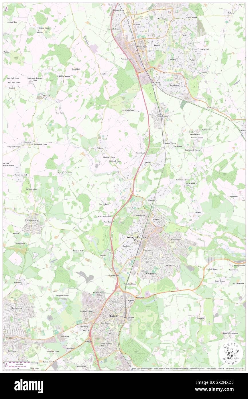 Hertfordshire, , GB, United Kingdom, England, N 51 49' 47'', S 0 13' 1'', map, Cartascapes Map published in 2024. Explore Cartascapes, a map revealing Earth's diverse landscapes, cultures, and ecosystems. Journey through time and space, discovering the interconnectedness of our planet's past, present, and future. Stock Photo
