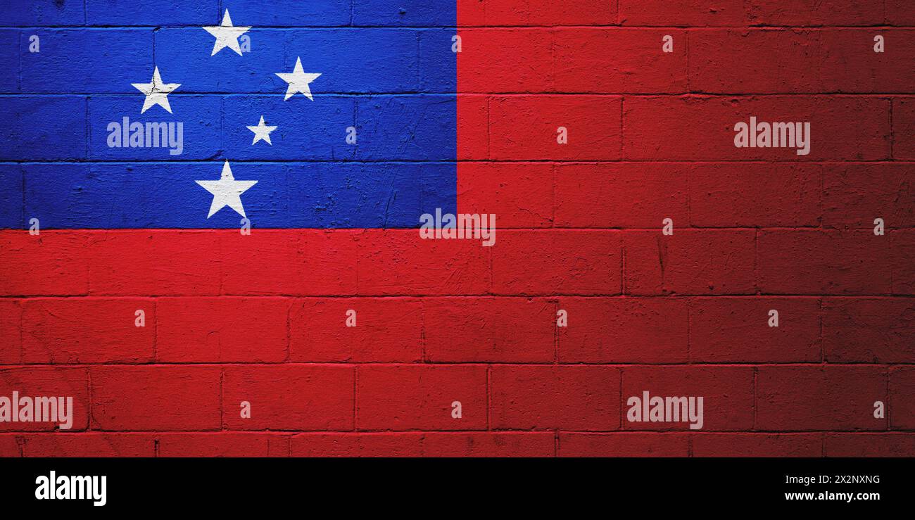 Flag of Samoa painted on a cinder block wall Stock Photo - Alamy