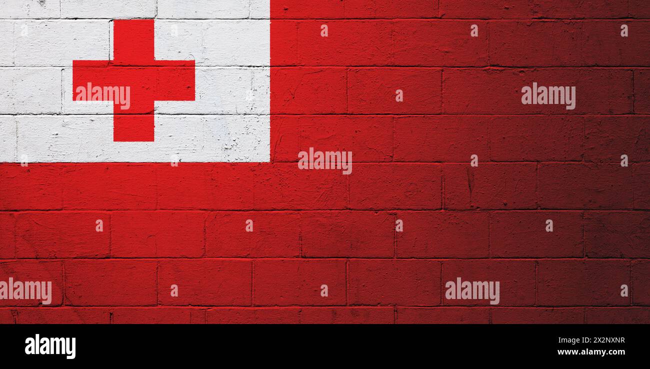 Flag of Tonga painted on a cinder block wall Stock Photo - Alamy