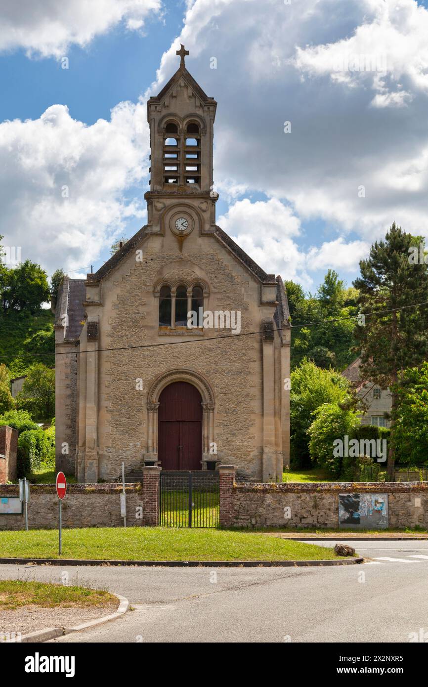 The church of Palesne was built in the 19th century on the eastern slope of the valley where the small stream of Berne takes its source. It is located Stock Photo