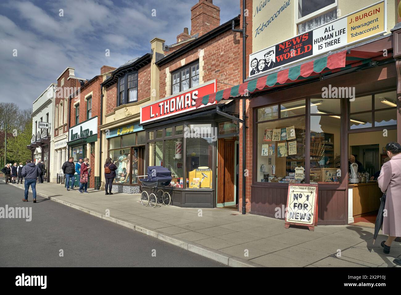 Black Country Museum. The new High Street featuring 1940's. 1950's and 1960's shops. Dudley West
