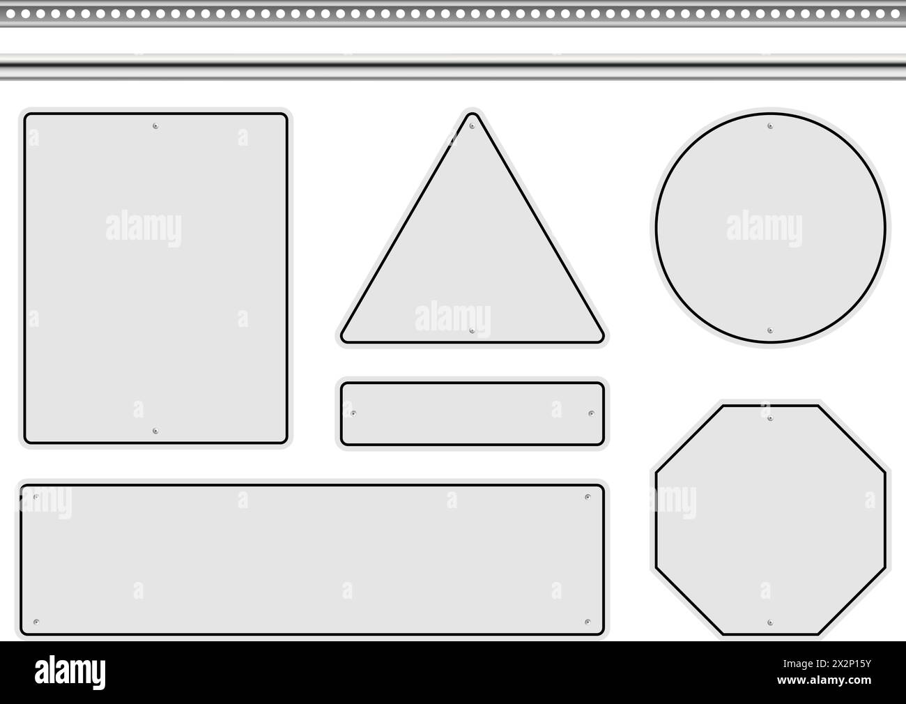 set of roadsign plates with metal poles. road signs mock up. Vector ...