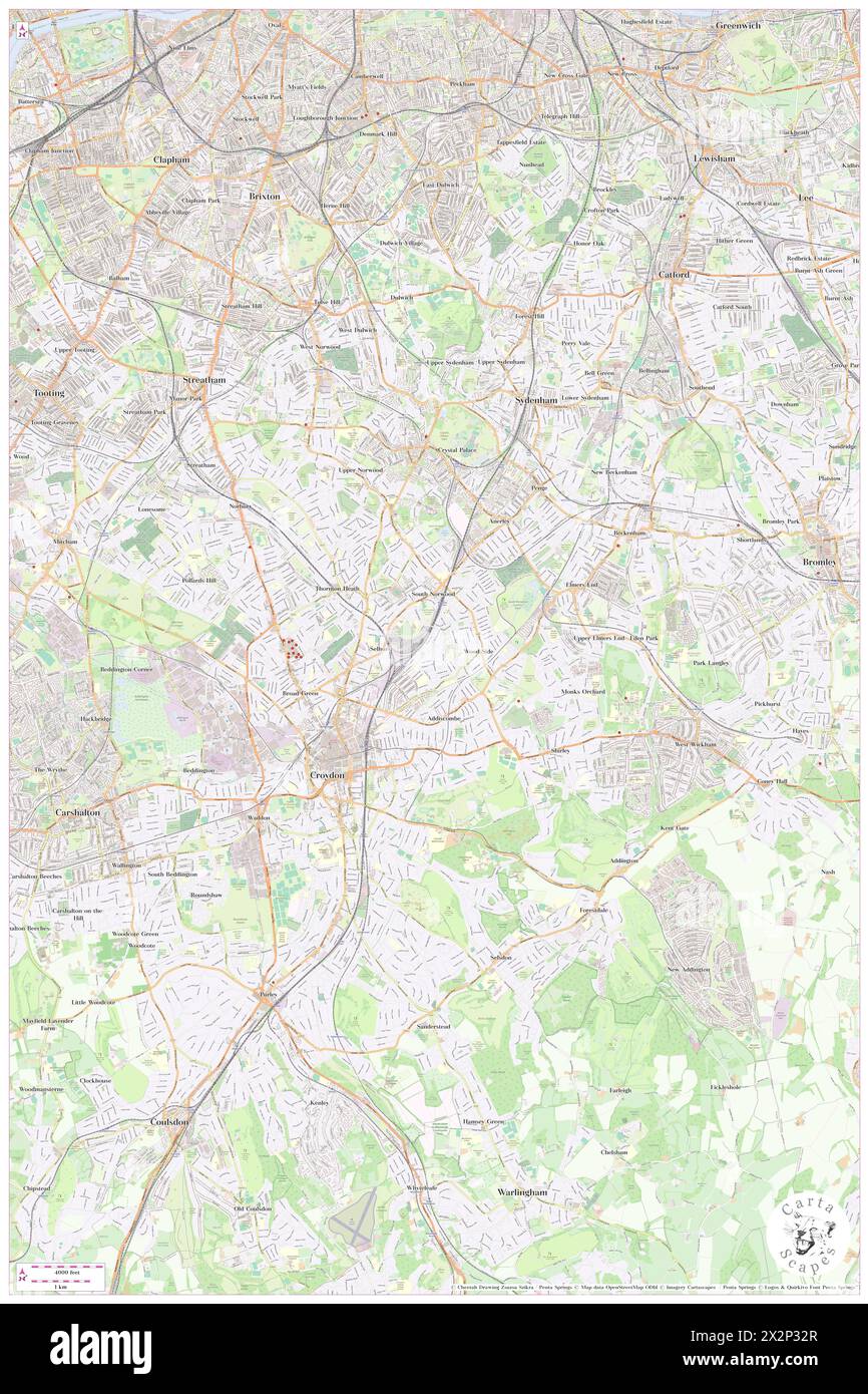 South London, Greater London, GB, United Kingdom, England, N 51 23' 22'', S 0 4' 35'', map, Cartascapes Map published in 2024. Explore Cartascapes, a map revealing Earth's diverse landscapes, cultures, and ecosystems. Journey through time and space, discovering the interconnectedness of our planet's past, present, and future. Stock Photo