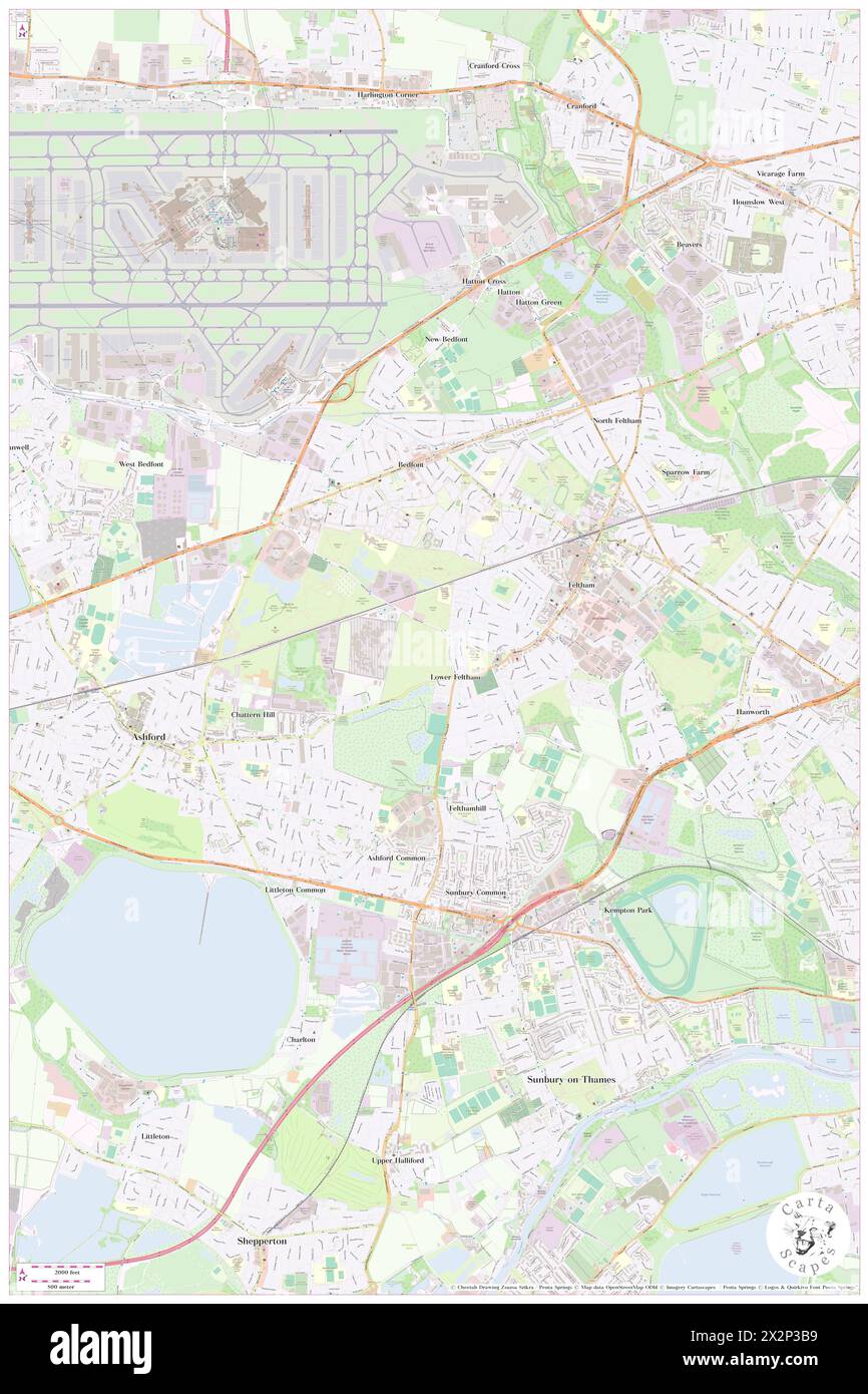 Feltham West, Greater London, GB, United Kingdom, England, N 51 26' 21'', S 0 25' 41'', map, Cartascapes Map published in 2024. Explore Cartascapes, a map revealing Earth's diverse landscapes, cultures, and ecosystems. Journey through time and space, discovering the interconnectedness of our planet's past, present, and future. Stock Photo