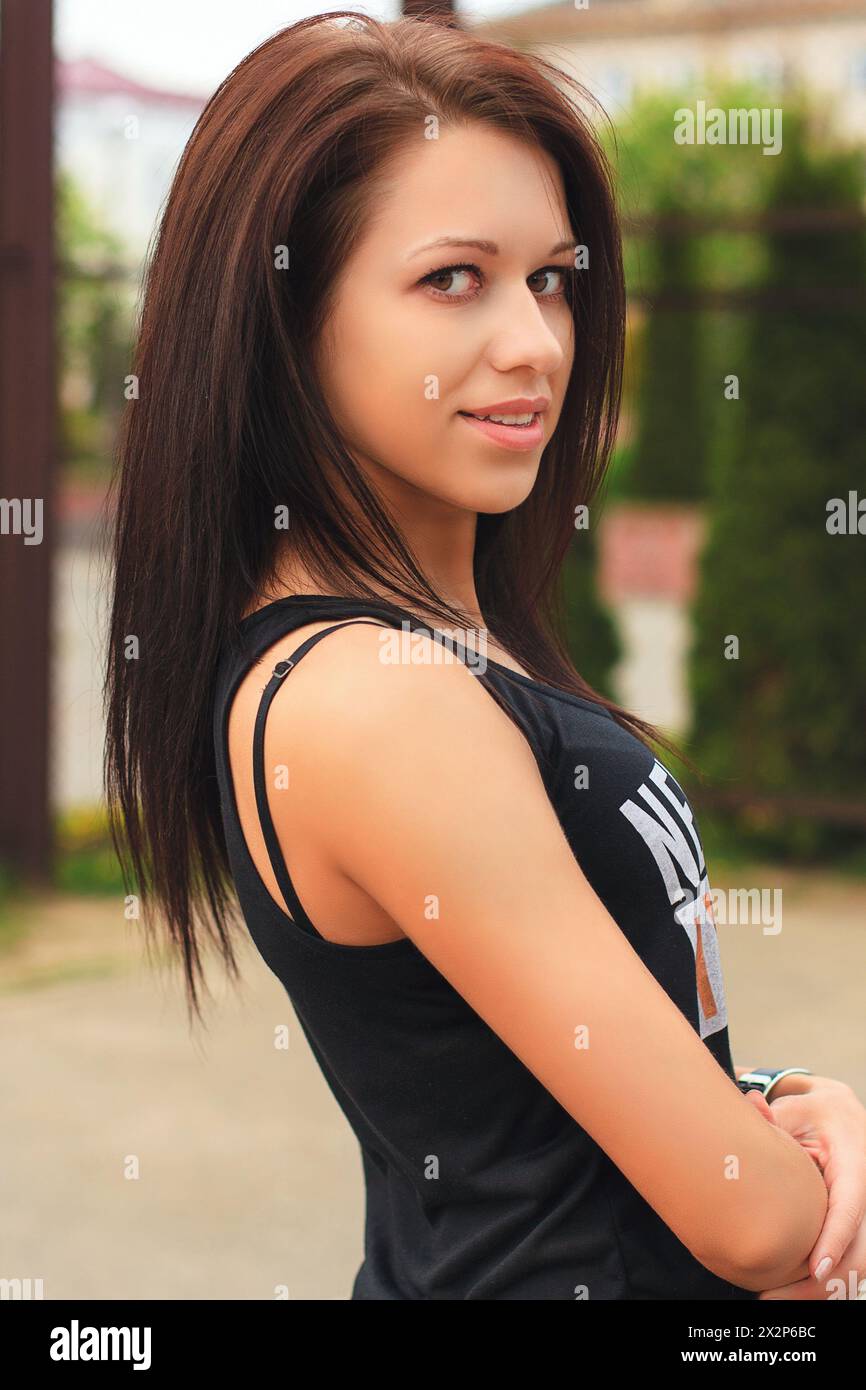 Portrait Of Young Pretty Woman Stock Photo - Alamy