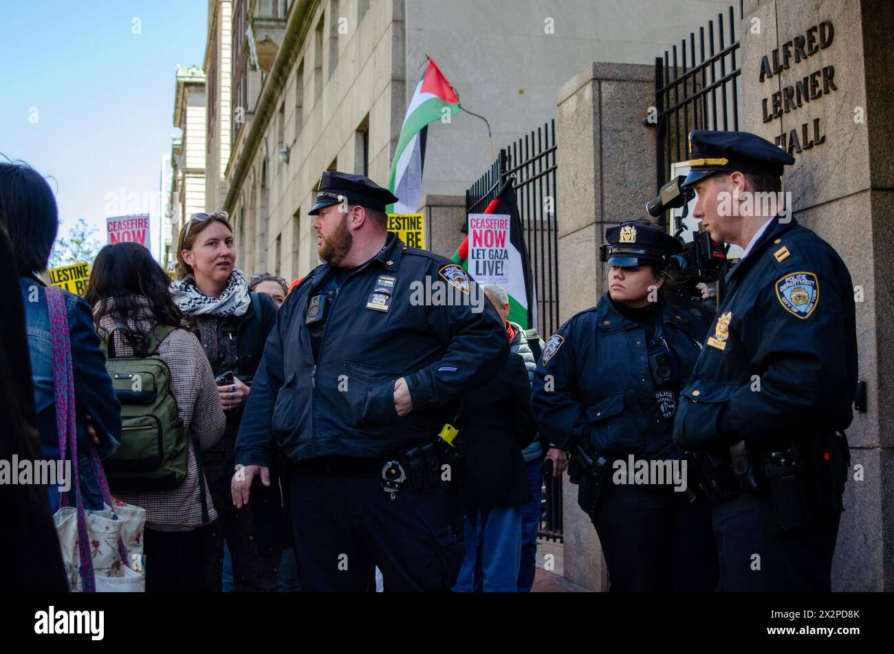 New York, USA. 22nd Apr, 2024. NYPD officers monitor pro-Palestine ...