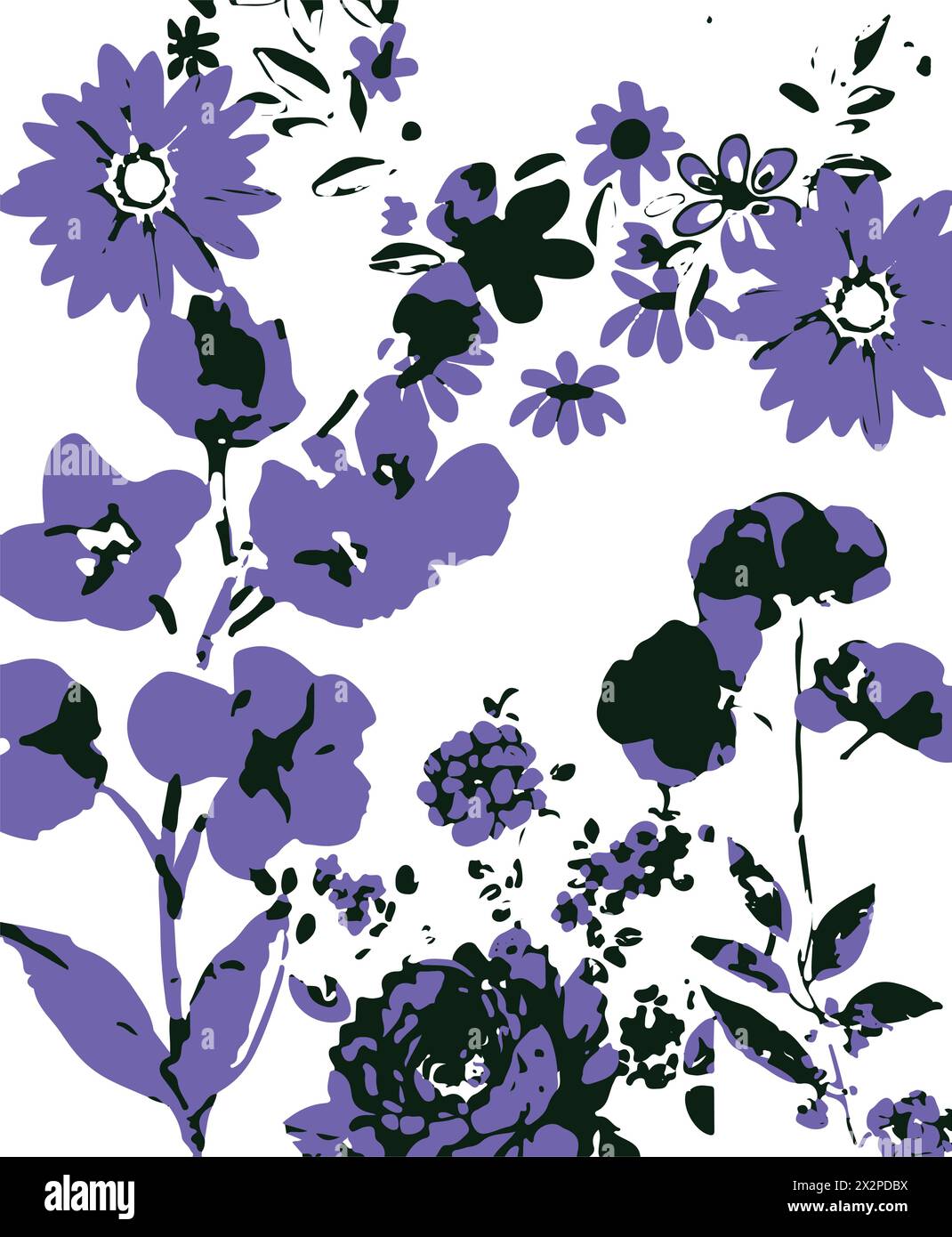 Seamless pattern with flowers and leaves. Hand drawn background. floral pattern for wallpaper. Stock Vector