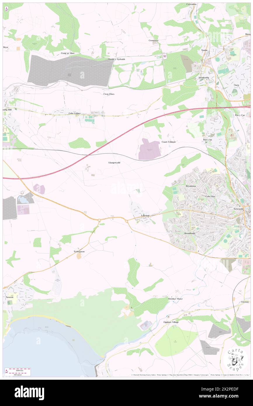 Laleston, Bridgend county borough, GB, United Kingdom, Wales, N 51 30' 21'', S 3 37' 22'', map, Cartascapes Map published in 2024. Explore Cartascapes, a map revealing Earth's diverse landscapes, cultures, and ecosystems. Journey through time and space, discovering the interconnectedness of our planet's past, present, and future. Stock Photo