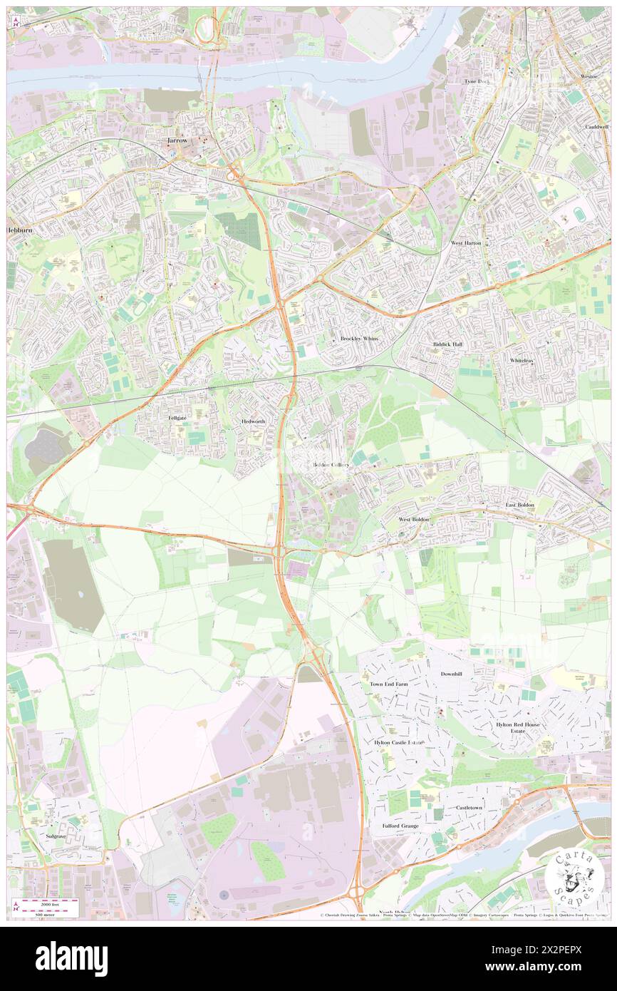 Boldon Colliery, South Tyneside, GB, United Kingdom, England, N 54 57' 0'', S 1 28' 8'', map, Cartascapes Map published in 2024. Explore Cartascapes, a map revealing Earth's diverse landscapes, cultures, and ecosystems. Journey through time and space, discovering the interconnectedness of our planet's past, present, and future. Stock Photo