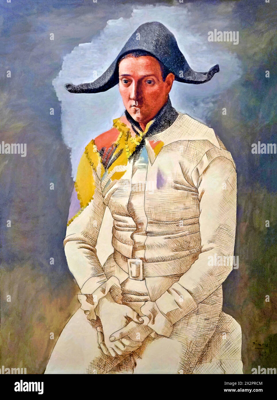 Harlequin, Portrait of the Painter Jacinto Salvado (b.1892) 1923 (Painting) by Artist Picasso, Pablo (1881-1973) Spanish. Stock Vector